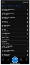 F.I.N.D. facility results shown as a searchable list