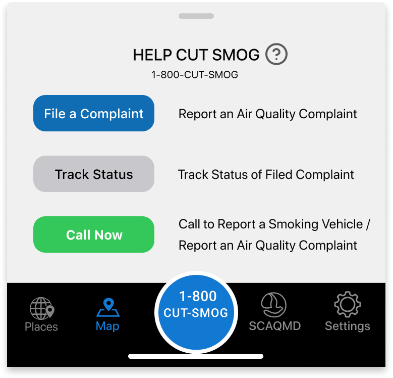 Redesigned help tray with File a Complaint, Track Status, and Call Now options